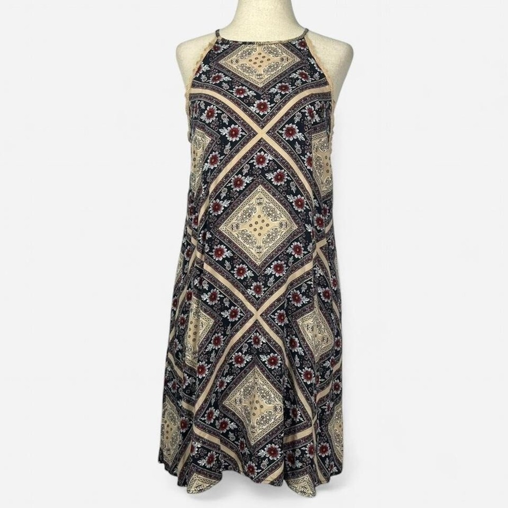 Xhilaration Floral Bandana Print Summer Dress M Boho Hippie Festival